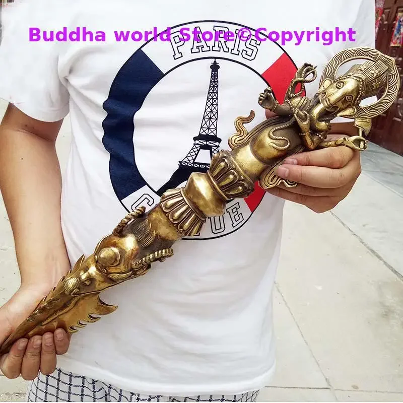 large Asia Thailand copper god of fortune elephant GANESH phurba Vajrakila Vajra Exorcism Magic wand subduing staff Decorative