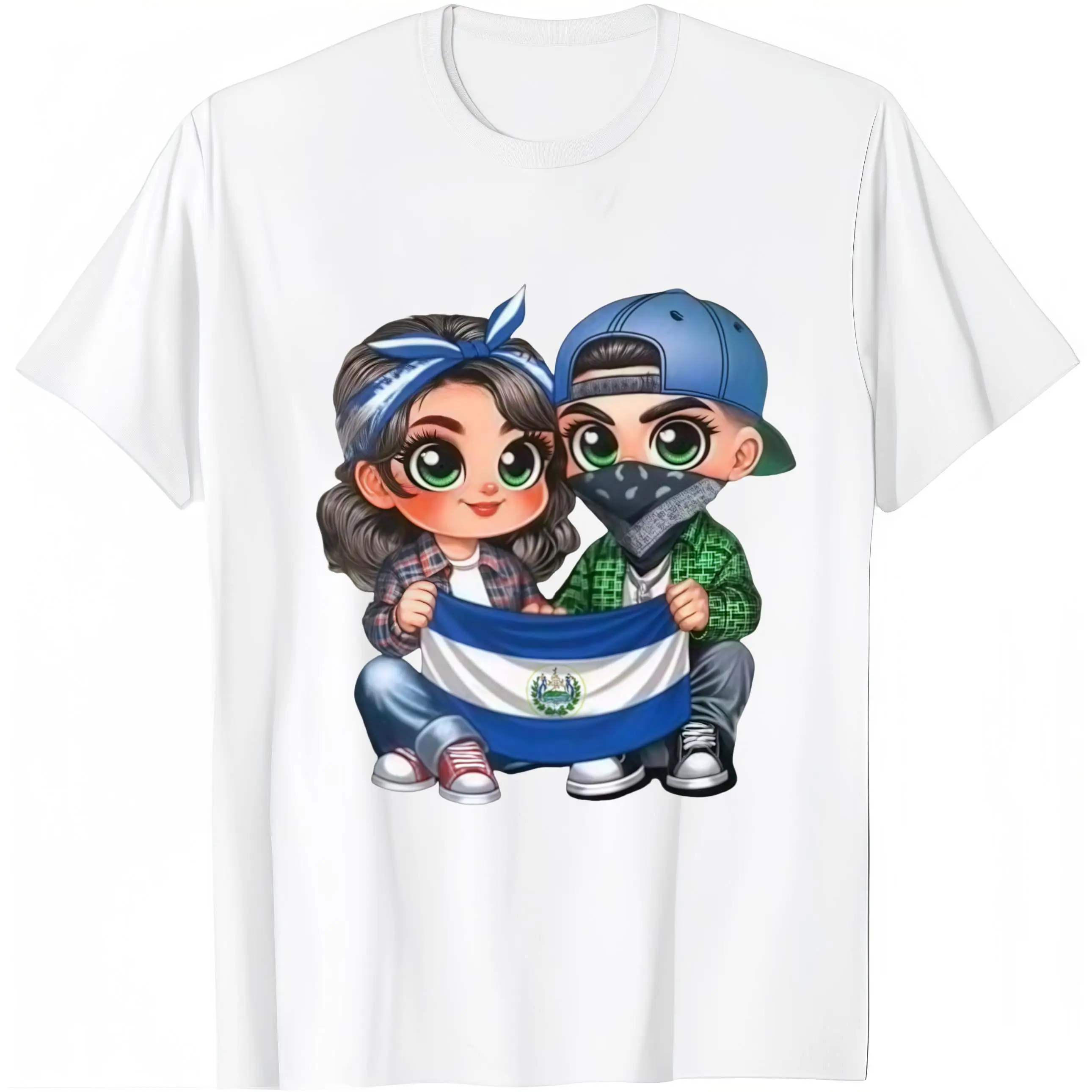 

Fashion Designer T-Shirts - Cotton Graphic Tees With Salvadoran Kids With Flag - Charming Soccer Tee,Crewneck,Casual,Gifts Stree