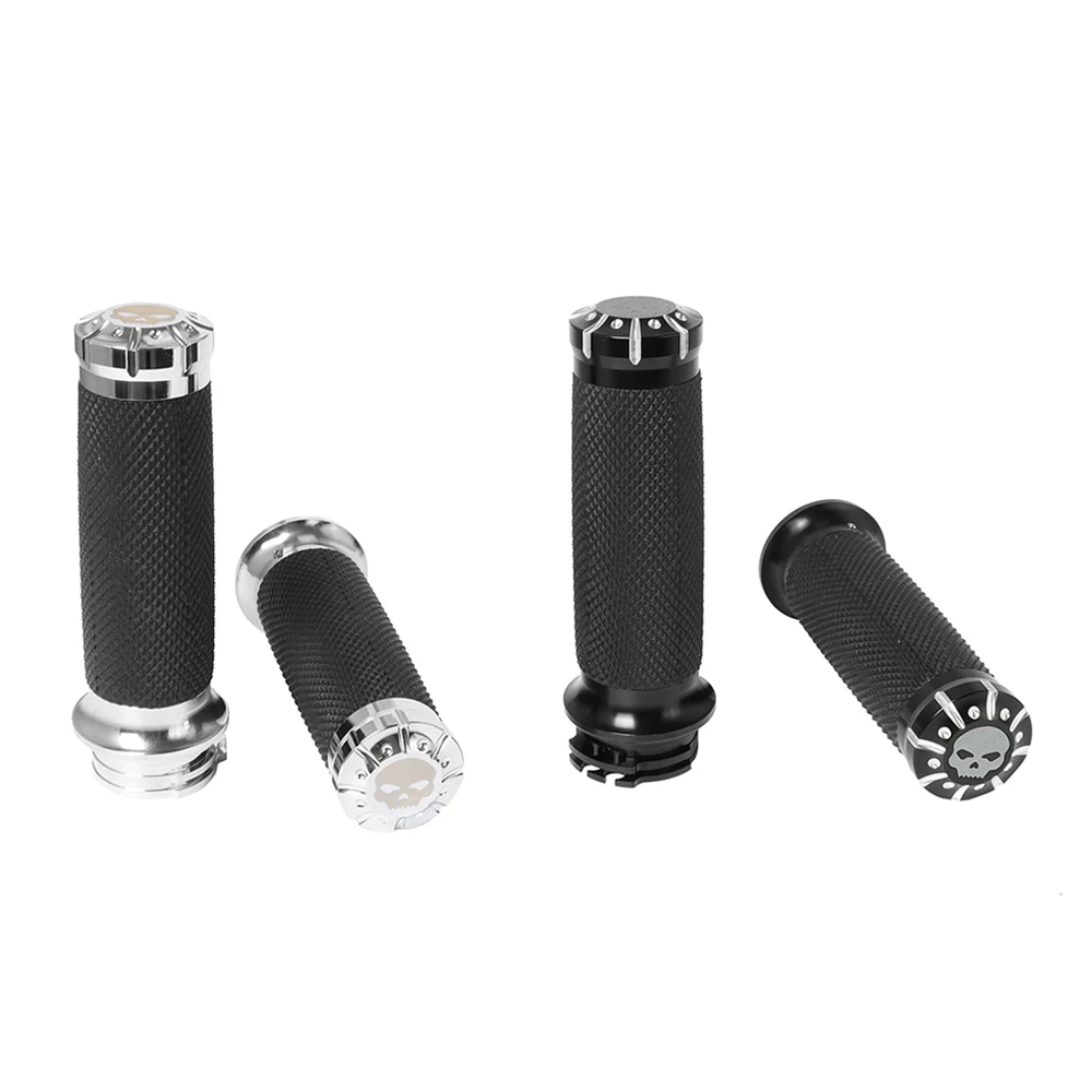 Black Motorcycle Handlebar Hand Grip 1\'\' 25mm Handle Bar Grips For Harley Sportster XL 883 1200 Touring Dyna Softail Road King