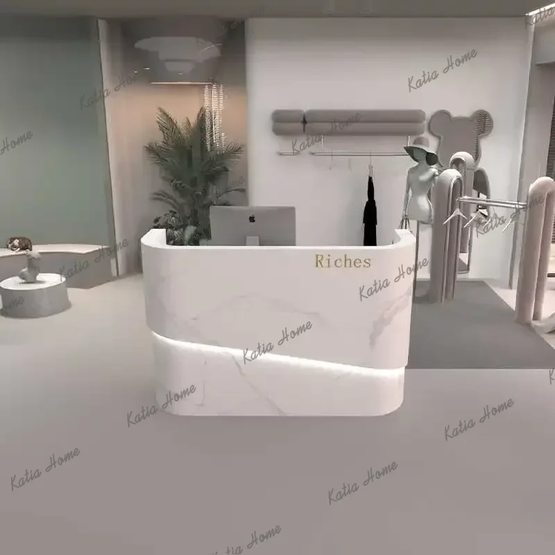 Curved Clothing Store Special Checkout Page Beauty Salon Simple Fashion Reception Front Desk Customization