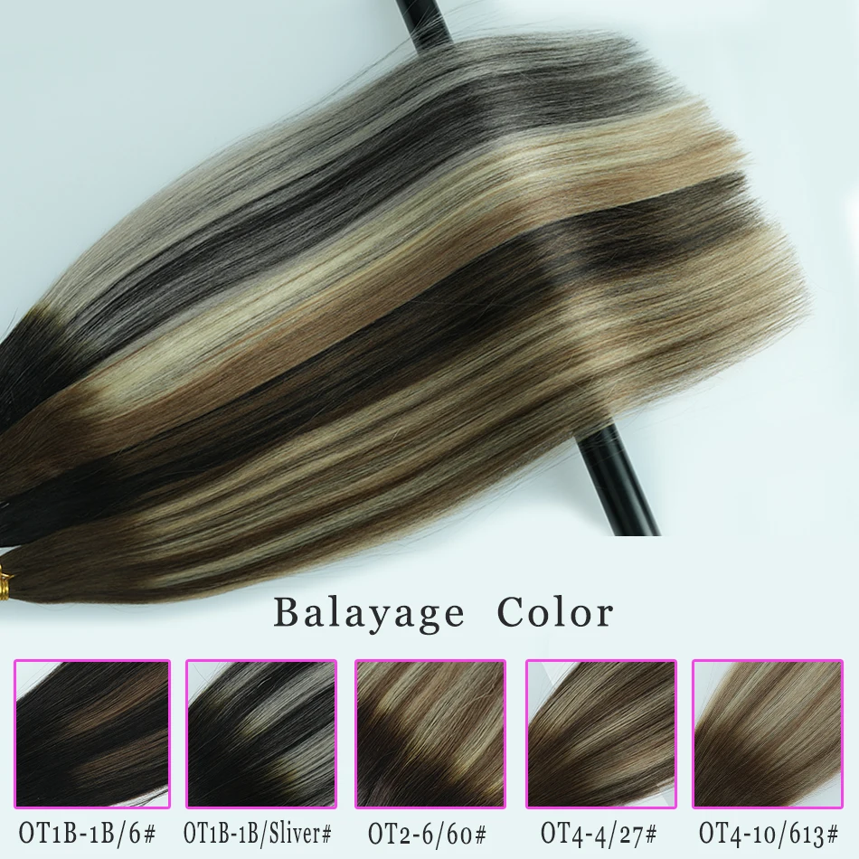 Extensiones de cabello humano con Clip, Balayage mezclado, Rubio blanqueador, reflejos para Rubio, recto, Remy, Europeo, 120G, 160G