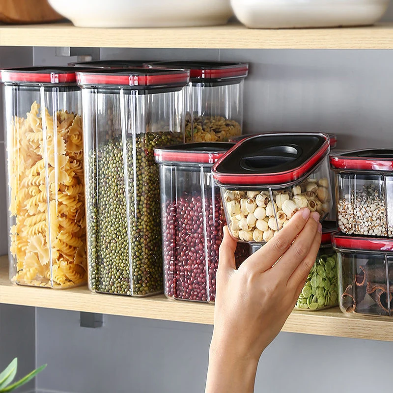 Plastic Storage Container For Kitchen Convenience Food Storage Box Organizer Jars With Lid Jars for Bulk Cereals Spices Boxes