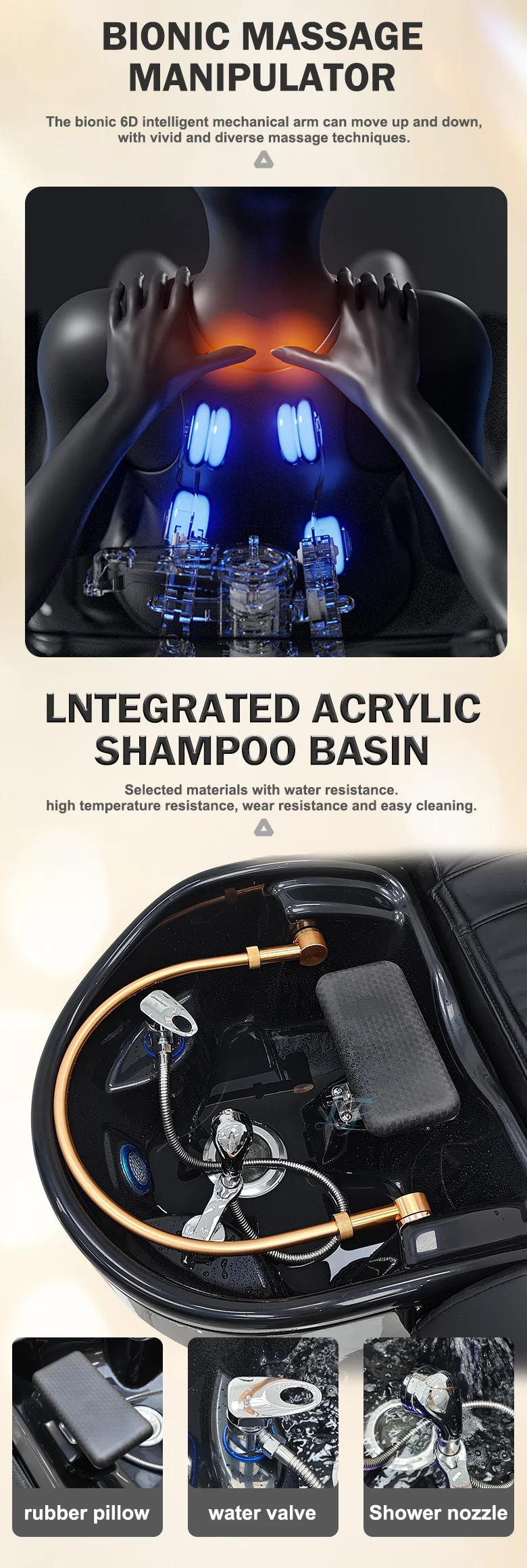 Hydraulisches Elektrisches Shampoo-Waschbett mit Kopfmassagebecken für Professionelle Schönheitssalonausstattung – Detail 4