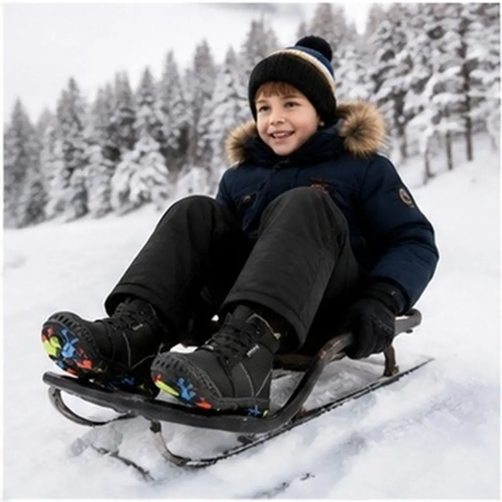 Kids Outdoor Cotton-Padded Shoes Winter Warm Black 36 Size Thick Sole Protective Toe Snow Winter Shoes