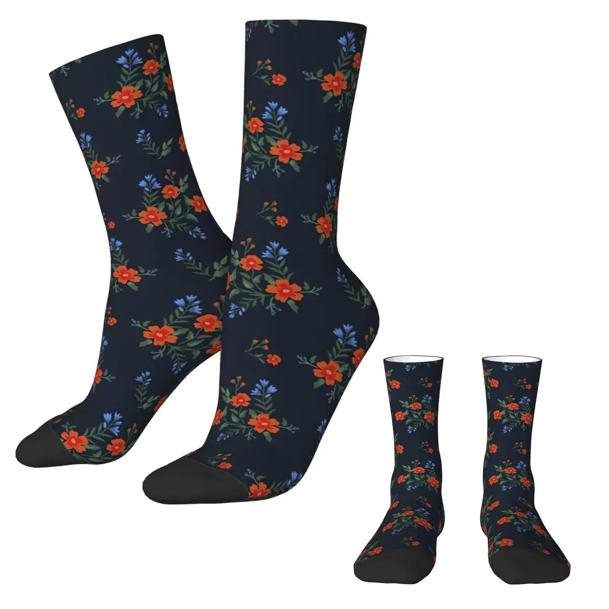 Ditsy Floral Socks Red Flowers Print Gothic Stockings Women Men Soft Climbing Socks Autumn Printed Non Slip Socks