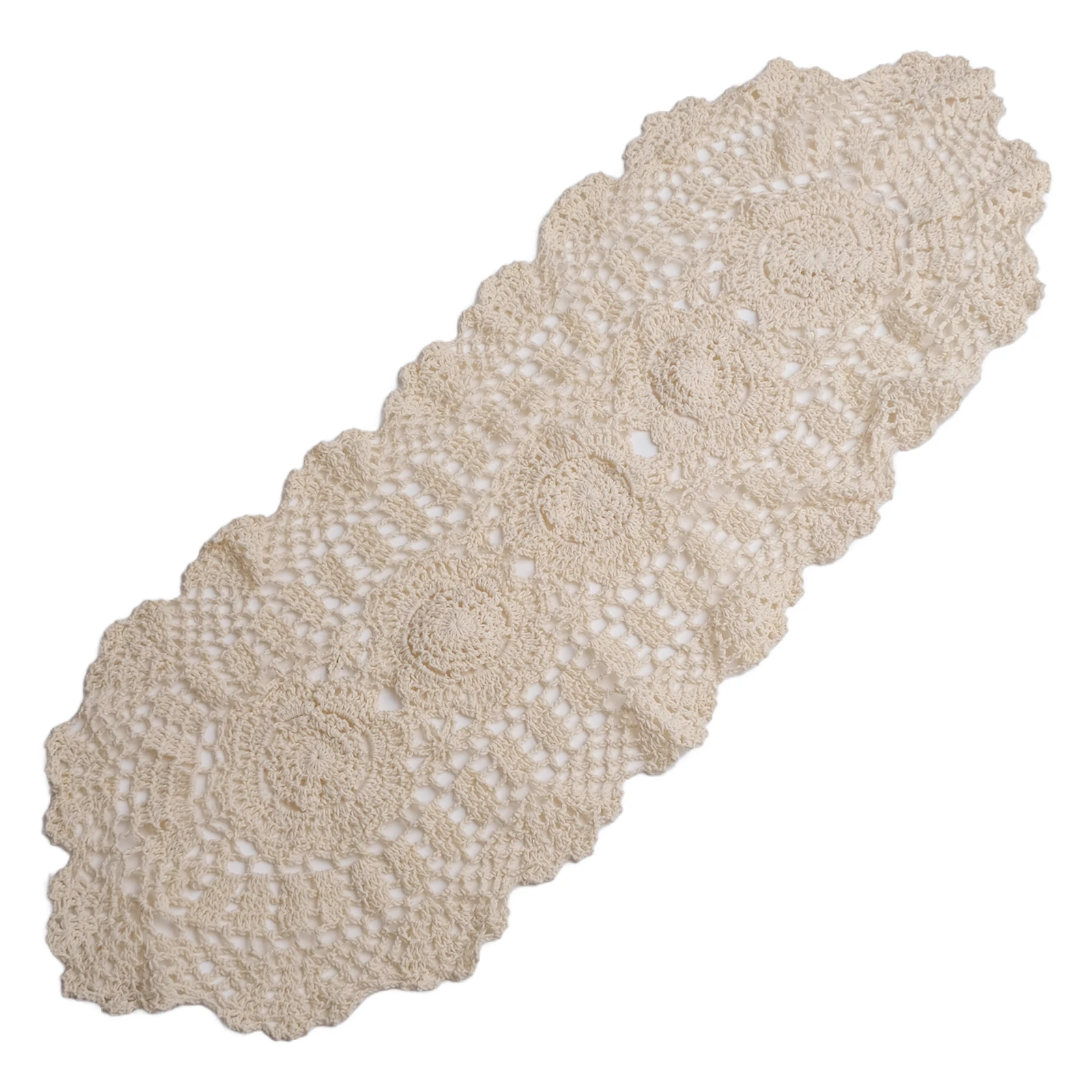 Crocheted Table for runner Doily Floral Handicraft Home decor Lace for runner Table Tablecloth White Cotton Countryside