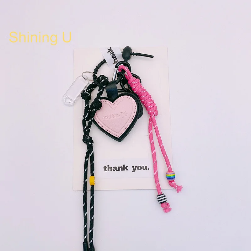 

Shining U Pink Heart Nylon Rope Keychain for Women Bag Pendant Fashion Accessory Gift