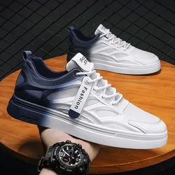 Zapatos informales a la moda para hombre, zapatillas de deporte de primavera para hombre, zapatos vulcanizados para hombre, zapatos blancos que combinan con todo, zapatos planos para hombre, zapatos de tenis con plataforma con cordones