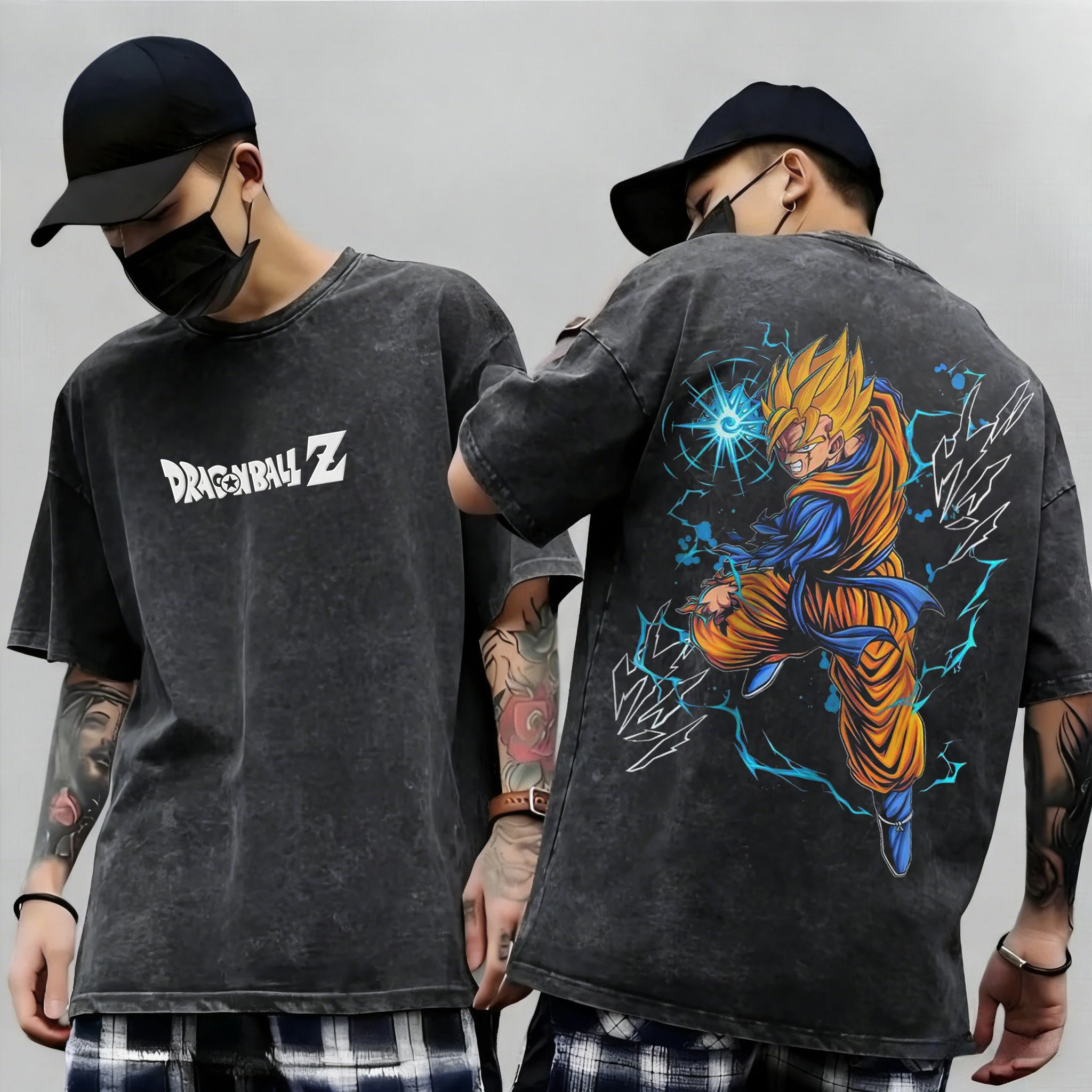 

Аниме Dragon Ball Косплей Промытая футболка Хлопковые топы с короткими рукавами Повседневная спортивная футболка для фитнеса Мужчины Женщины Harajuku Y2K Одежда
