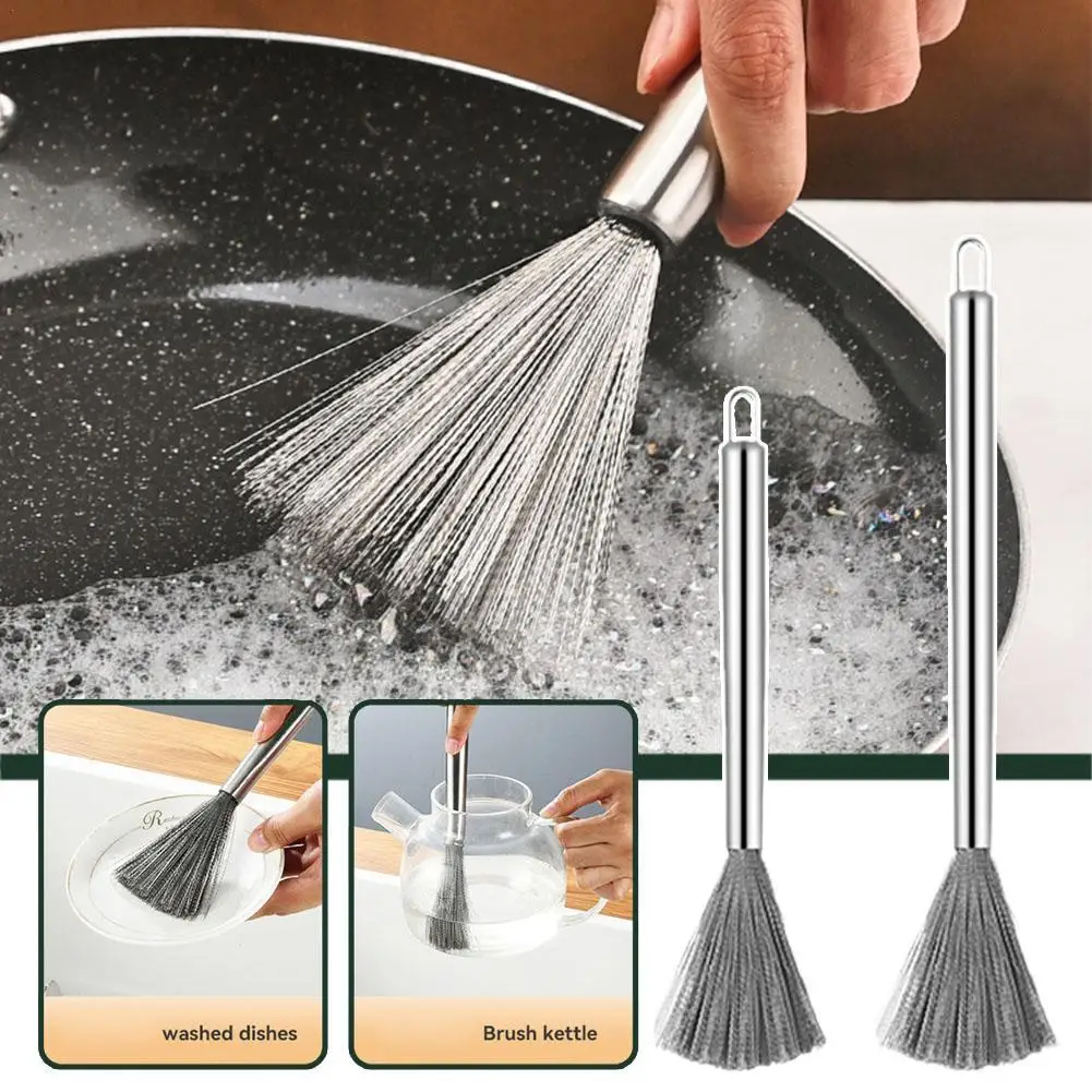 Cookware Scrubber Brush Stainless Steel Cookware Cleaning Brush Flexible Metal Cleaning Brushes For Household Kitchen