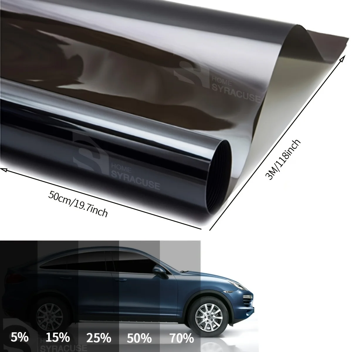50cmx1/3m Car Window Privacy Film Vinyl Privacy Glass Film Summer