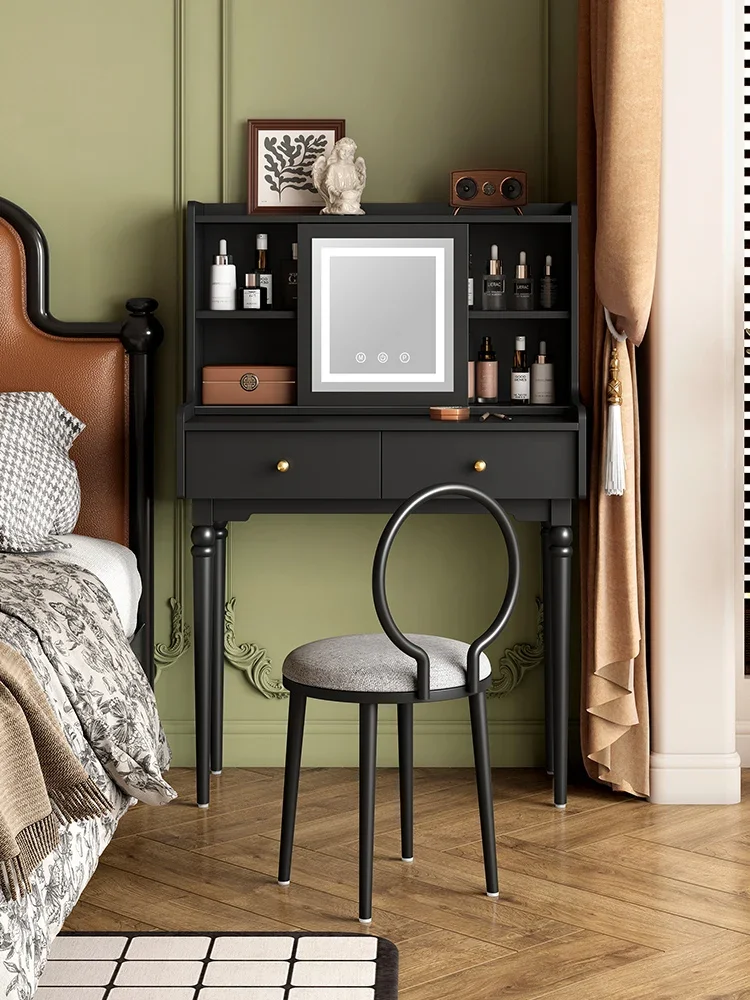 Dresser with LED mirror, vanity table, bedroom furniture, black vanity, multifunctional storage