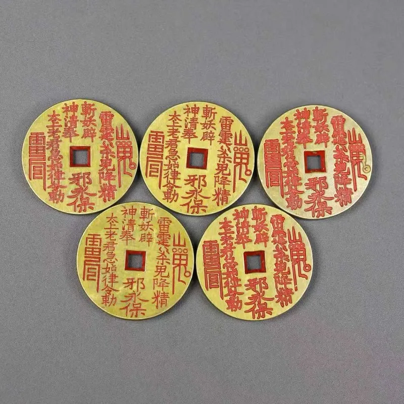 Solid brass Five Emperors coins for door threshold protection, home , and new house decoration