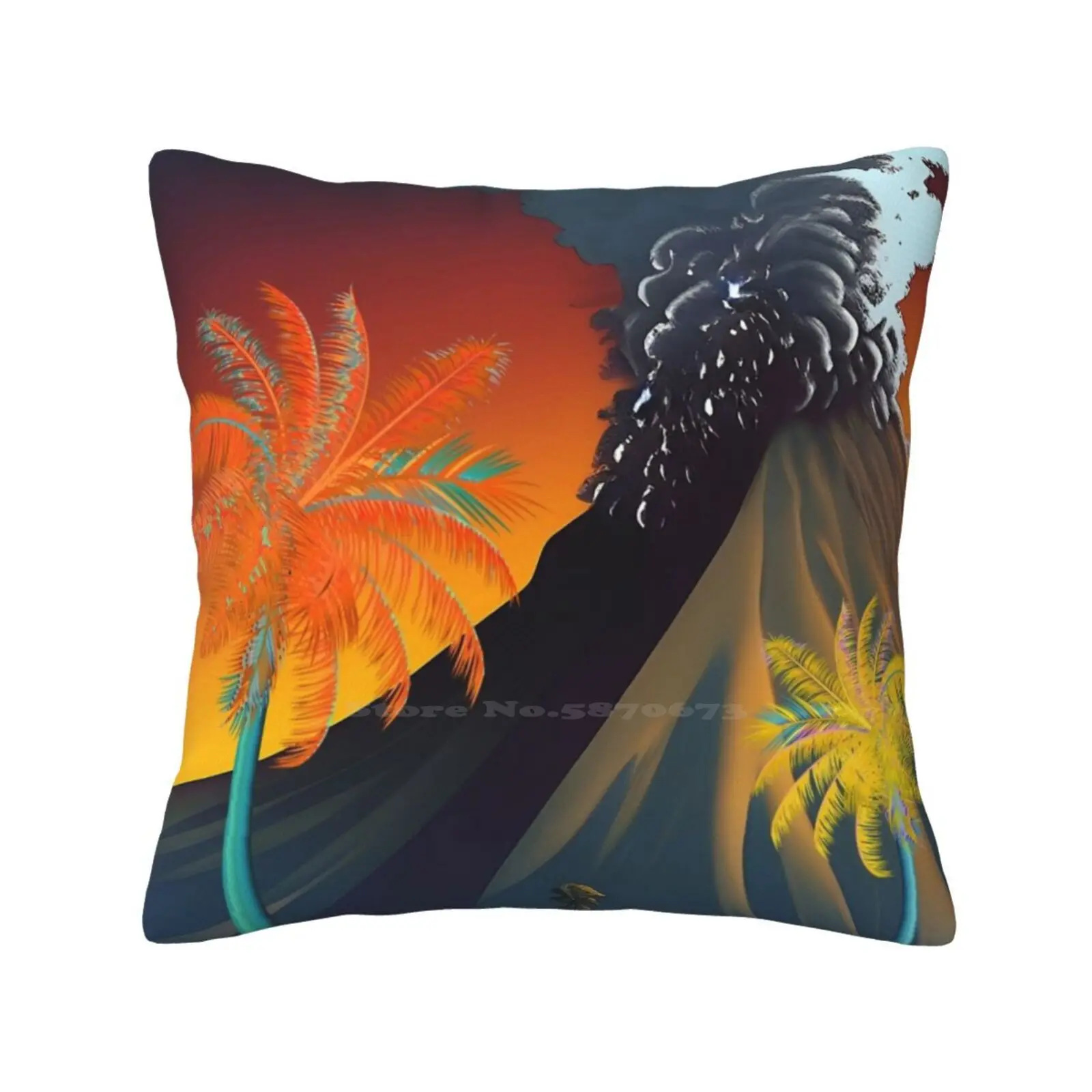 Tiki Volcano Landscape In Hawai'i Bedroom Office Hug Pillowcase Plumeria Pikake Lilikoi Waikiki Haleiwa Oahu Honolulu Mai Tai