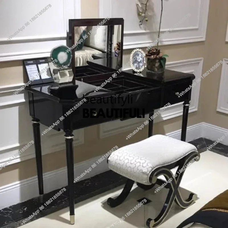 

ss8350 Neoclassical dresser flip with mirror Modern simple dresser Solid wood paint dresser