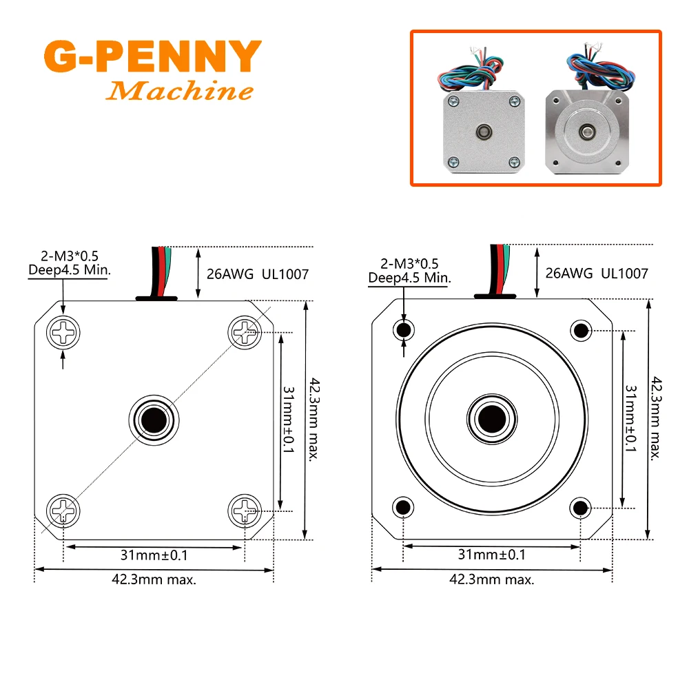 Gratis Pengiriman Motor Stepper Nema17 42HS4013A4 1,3a 0,41n. M 57OZ-IN 1.8 Derajat 4-Lead untuk Printer 3d Cnc