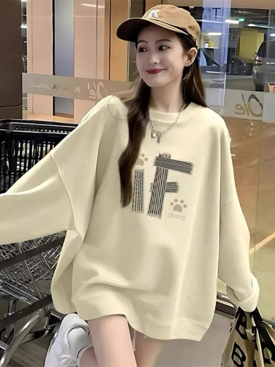 여성용 스웨트셔츠 스포츠웨어 여성 체육관 아우터 미국식 긴팔 루즈 학생 레저 핑크 미학 얇은 라운드넥 앞뒤