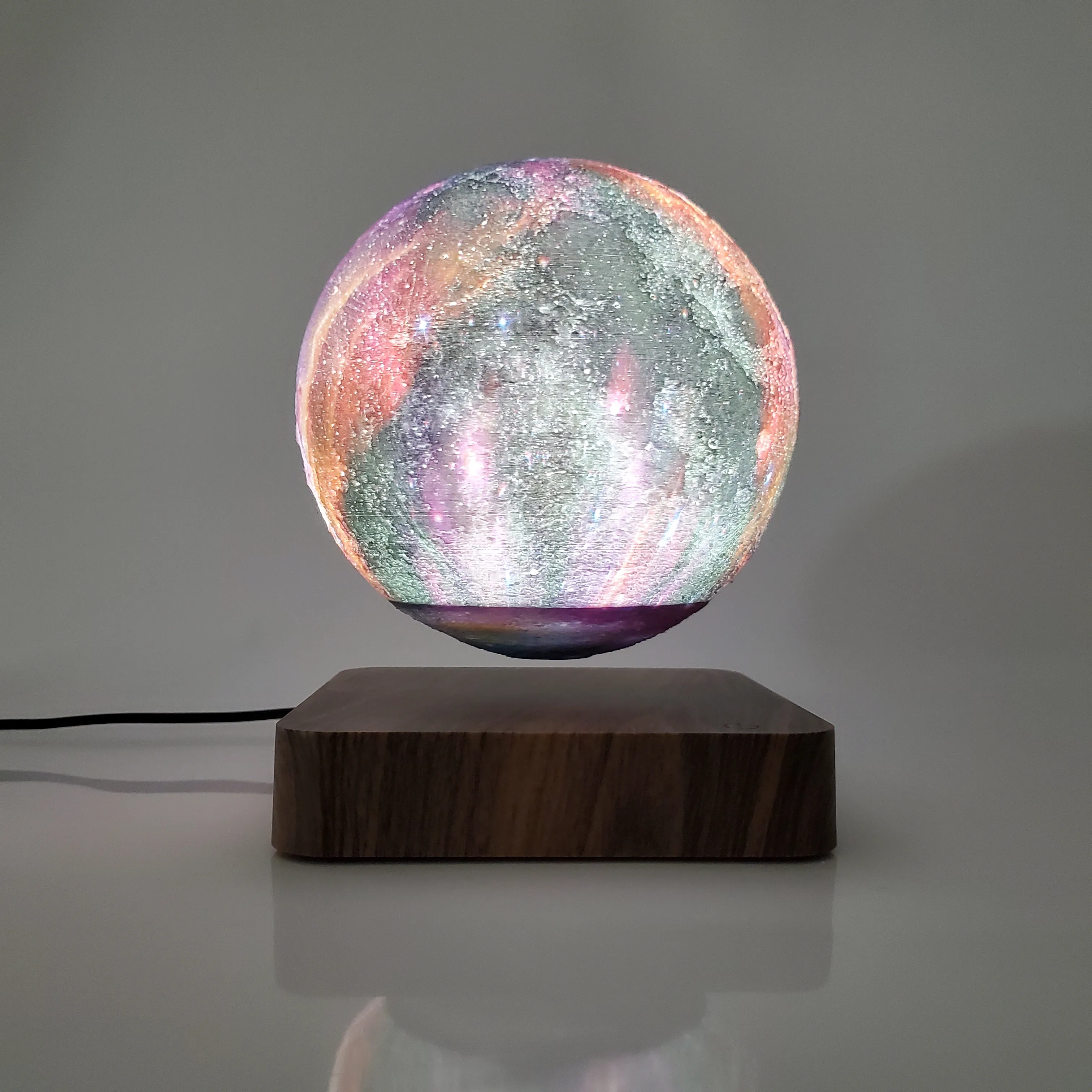 Levitating Moon Magnetic Floating Night Light Automatic Rotation 3D Galaxy Star Lamp Three-color Touch For Gift Office Bedroom