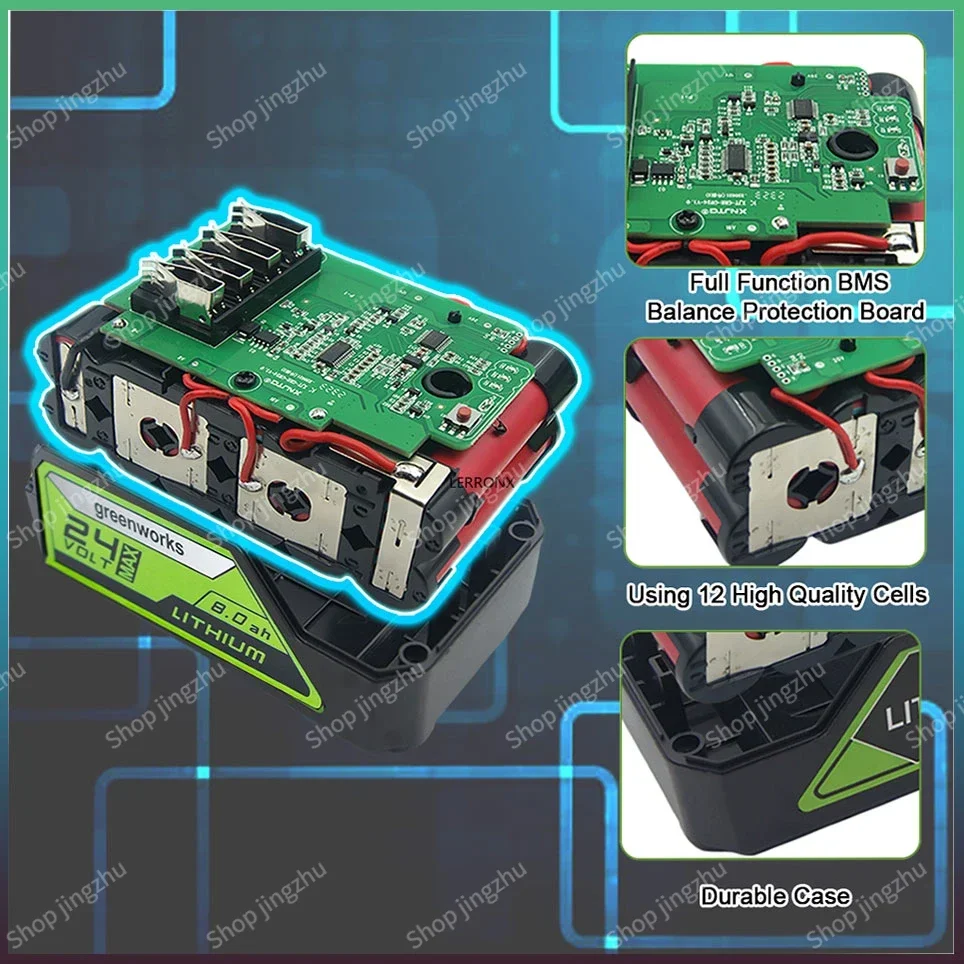 Greenworks Battery 24V 8.0AH  Greenworks Lithium Ion Battery (Greenworks Battery) The original product is 100% brand new