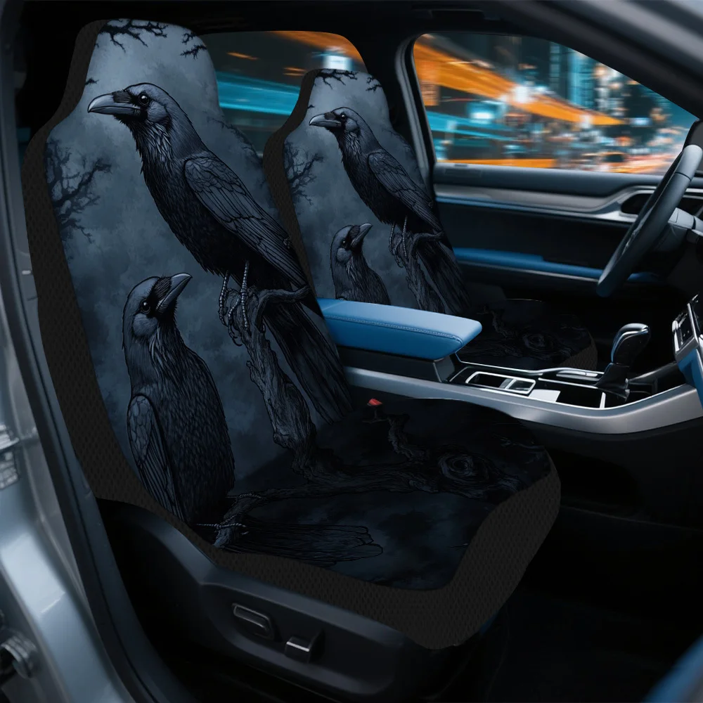 Set Of 2, Halloween-Themed Raven Car Seat Covers – Complete Set Suitable For Most Vehicles, Stylish And High-Quality Seat Protec