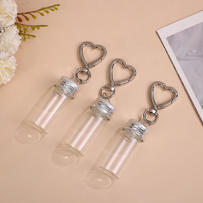 7/10ml Aufbewahrungsflasche mit Liebes-Schlüsselanhänger, transparente Glasflaschen, Aluminiumverschluss, leere Gläser, Flüssigkeitsbehälter, Spender, Deko – Detail 4