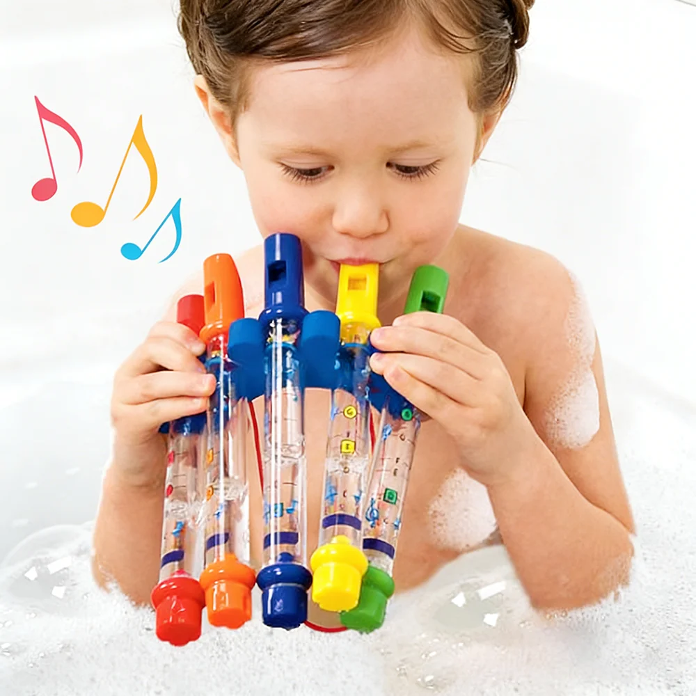 

Five Color Water Flute for Children's Puzzle Early Education, Bathing, Playing in Water, Blowing and Gathering Music, Flute Toy
