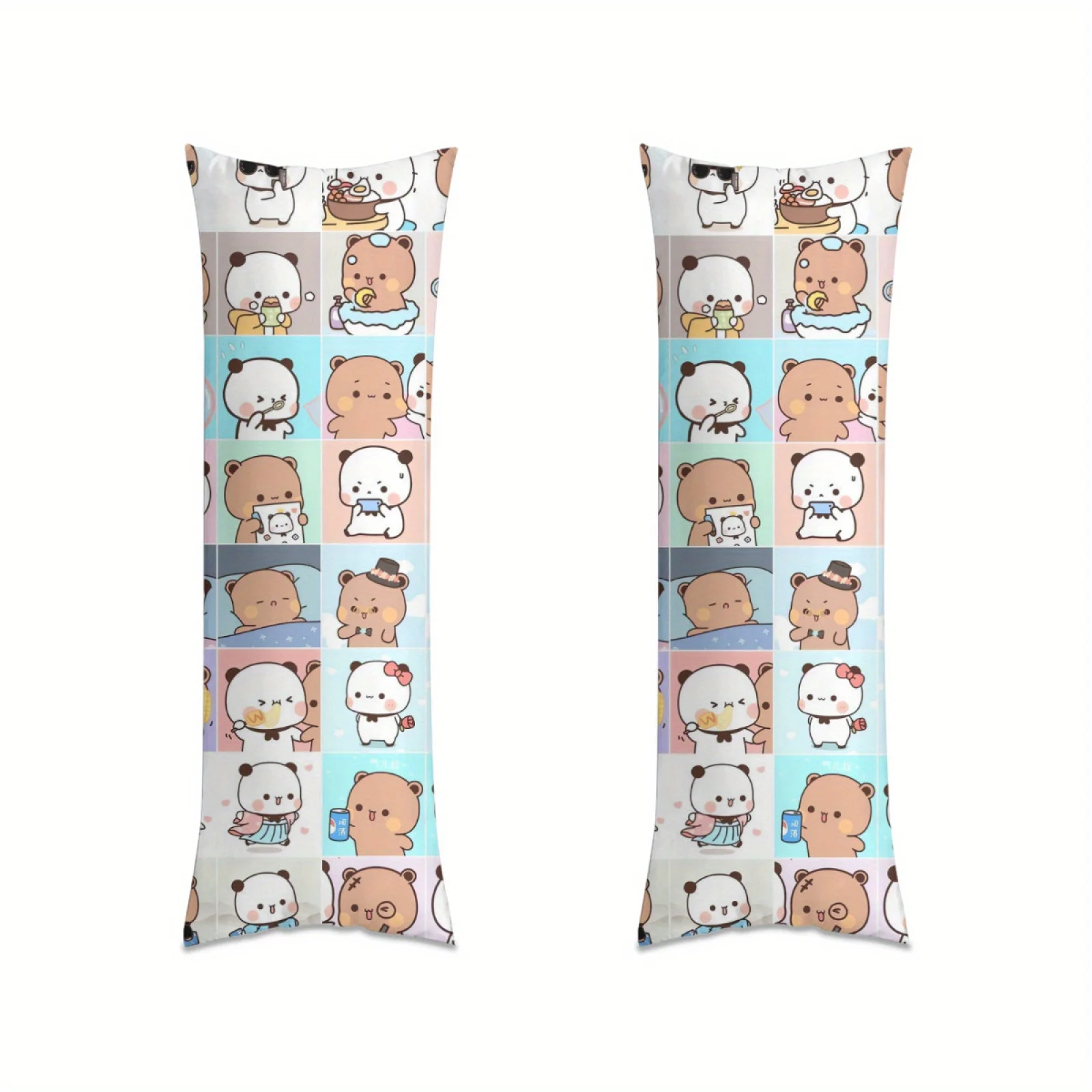 Bubu Dudu Panda Bear Body Pillow Cover Cute Cartoon Panda Print, Soft Polyester, Zipper Closure, Machine Washable