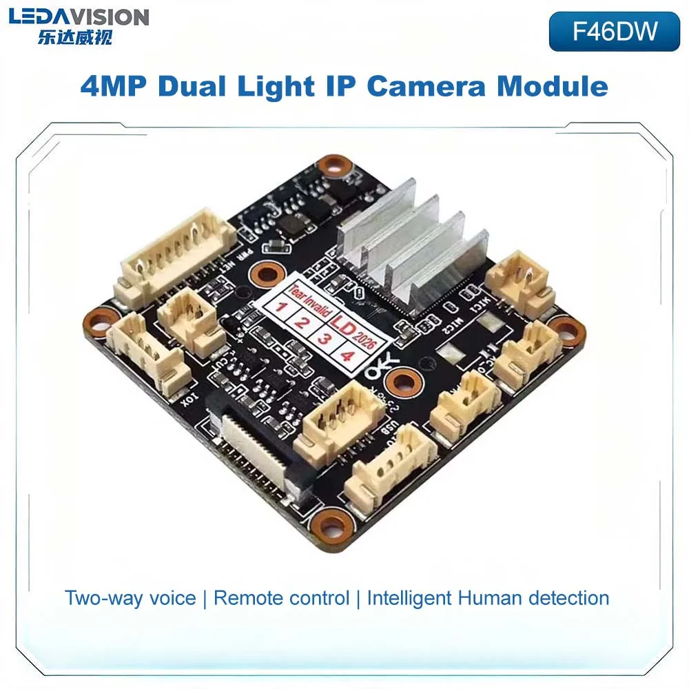 F46DW 4MP/5MP WIFI6 2.4GHz Bluetooth Intelligent AI IPC Module Onvif Dual Light Full Color Infrared Micro SD Security PCB Board