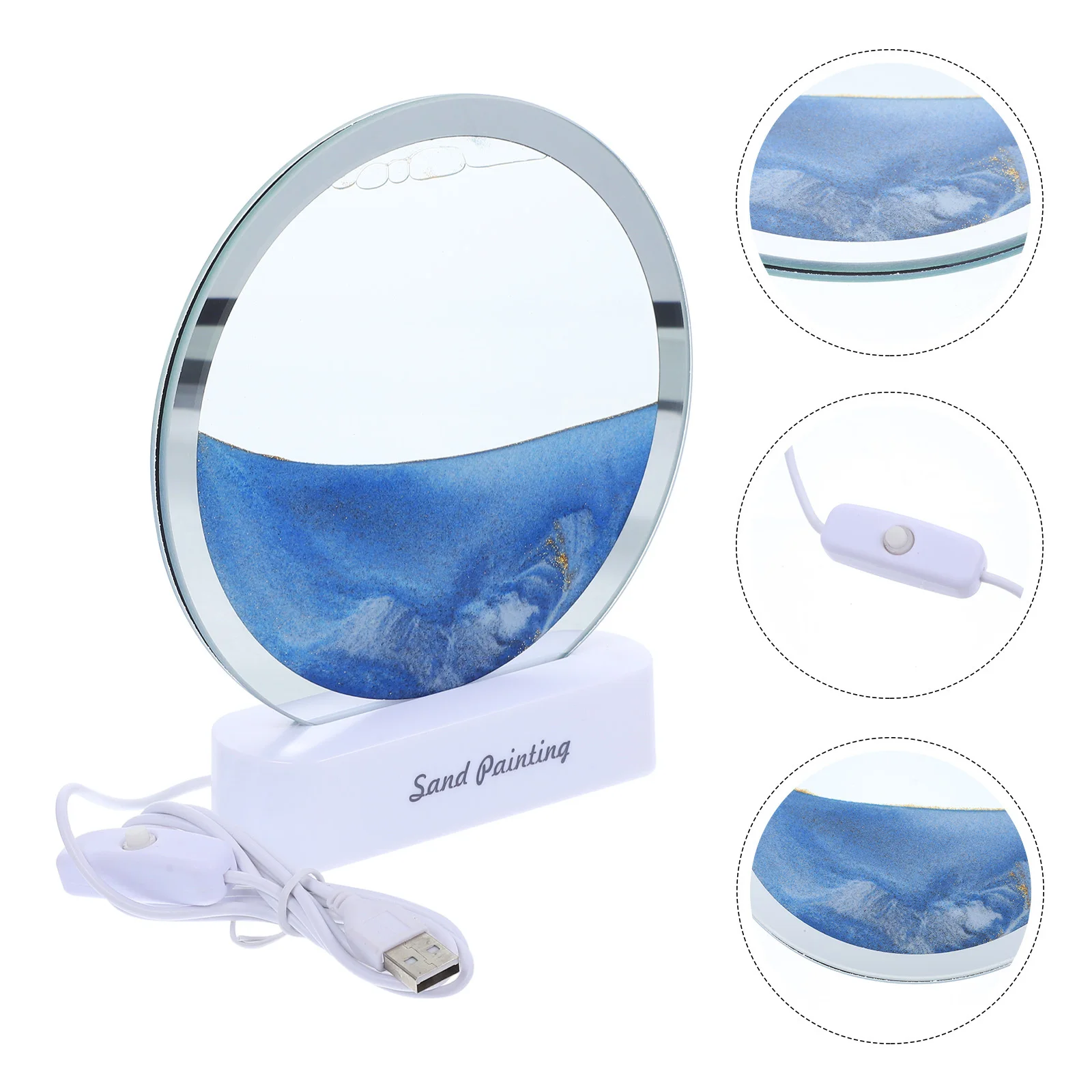 

3D Sand Lamp Quicksand Night Light Hourglass Colorful Blue Decor Office Home Study Room Moving Sand Picture Liquid