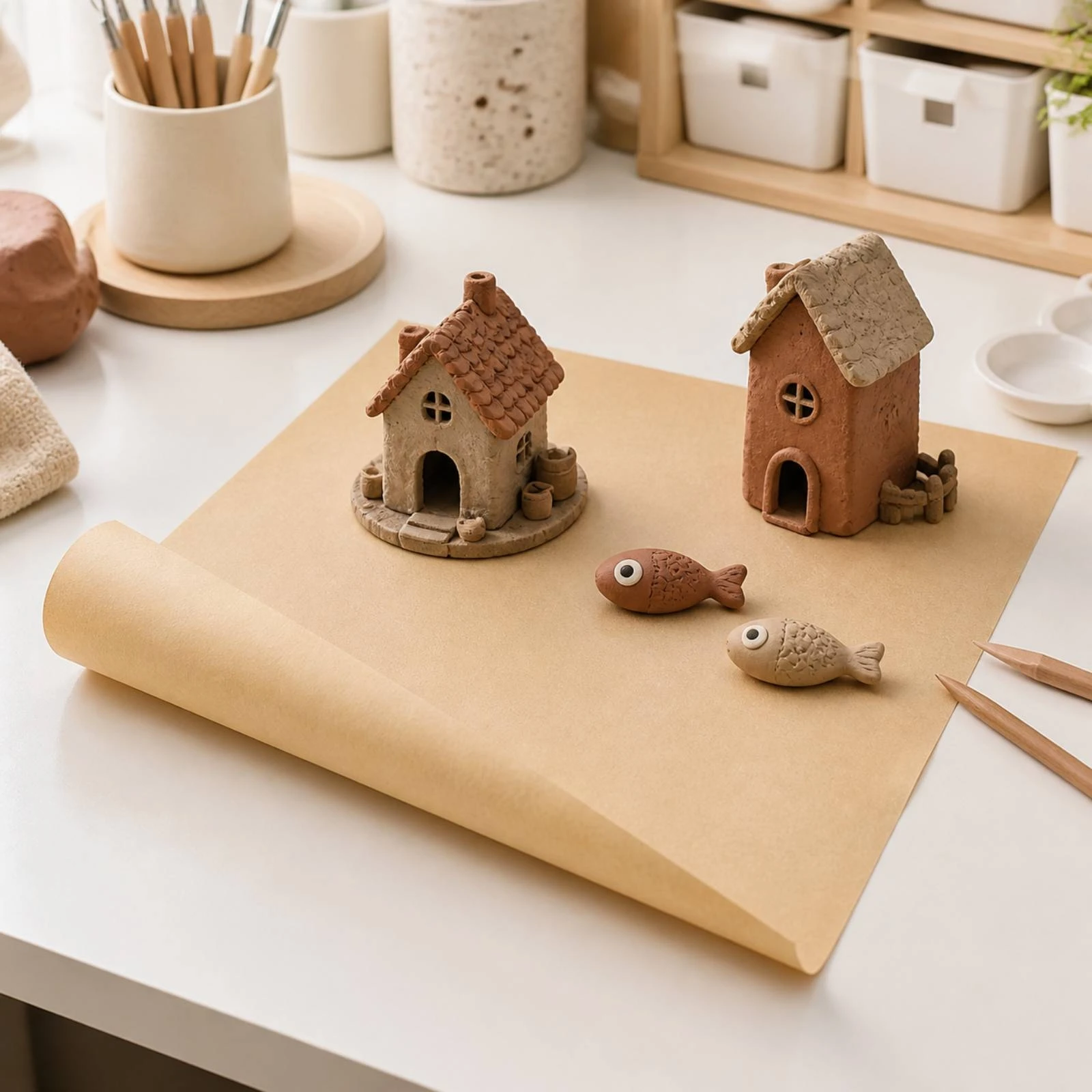 100 Pieces Non-Stick Clay Work Surface Easy to Clean Clay Sculpting Board Craft Paper Sheet Multi-Use Pottery Handbuilding Board