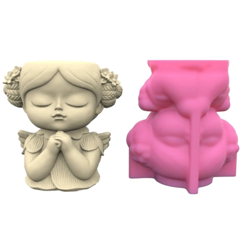 

Prayer Girl Concrete Flower Pots Molds Succulent Planter Vase Silicone Mold Pen Holder Mold Epoxy Resin Plaster Dropship