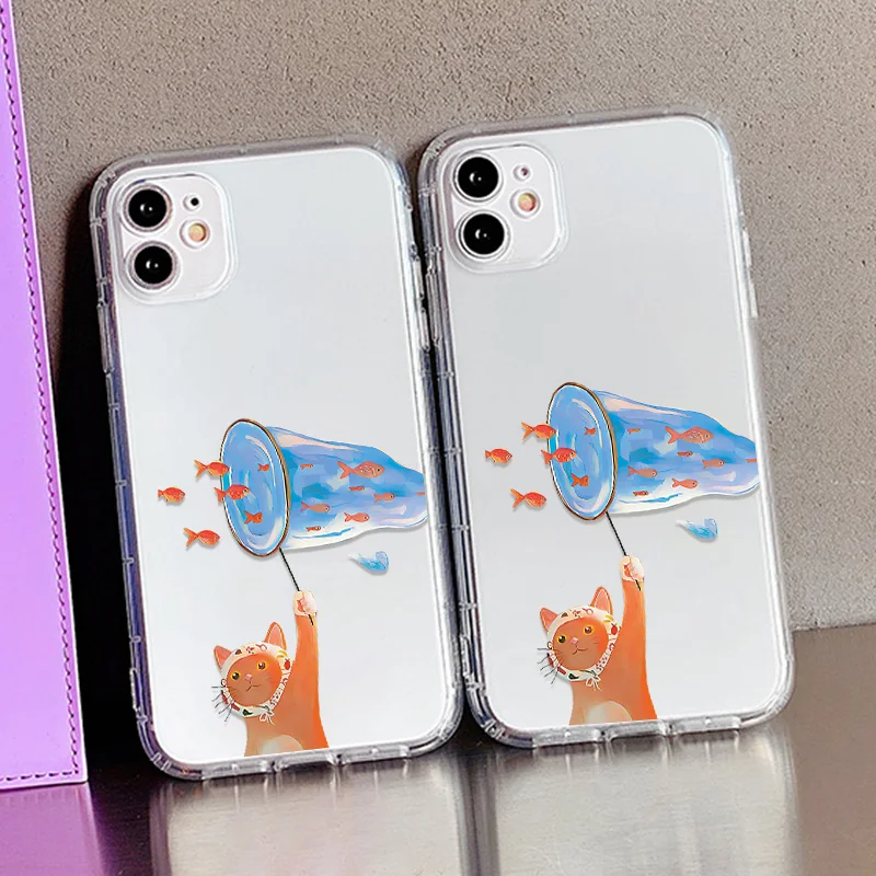 Transparente Katzen-Angel-Handyhülle für iPhone 17 Fundas iPhone 16 18 Pro Max 11 13 15 14 12 Air 17promax Stoßfeste Weiche Hülle – Detail 8