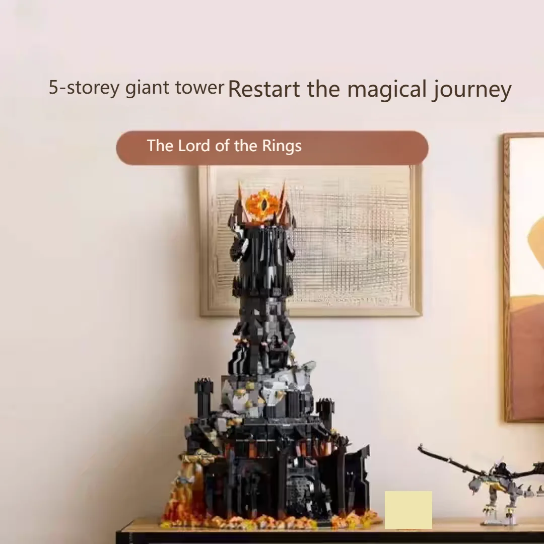 

MINISO Classic Large Black Tower Building Blocks Set 5471pcs Rings of Power Deep Style Educational Construction Toy for Kids