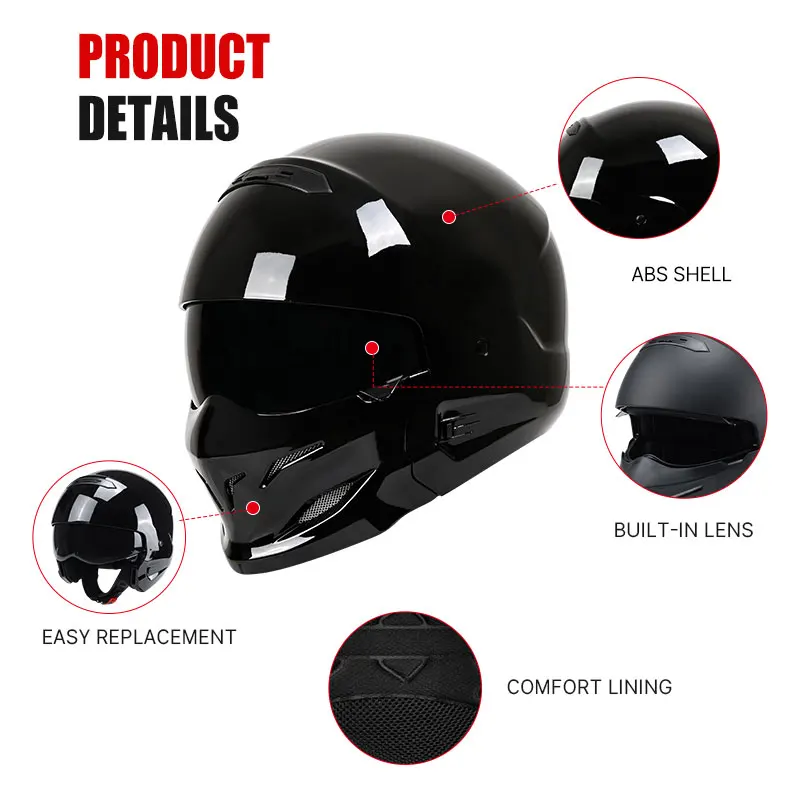 DOT/ECE Approved Full Face Helmet for Men Scorpion Motorcycle Helmets Built-in Lens Four Seasons Universal Combination Helmets