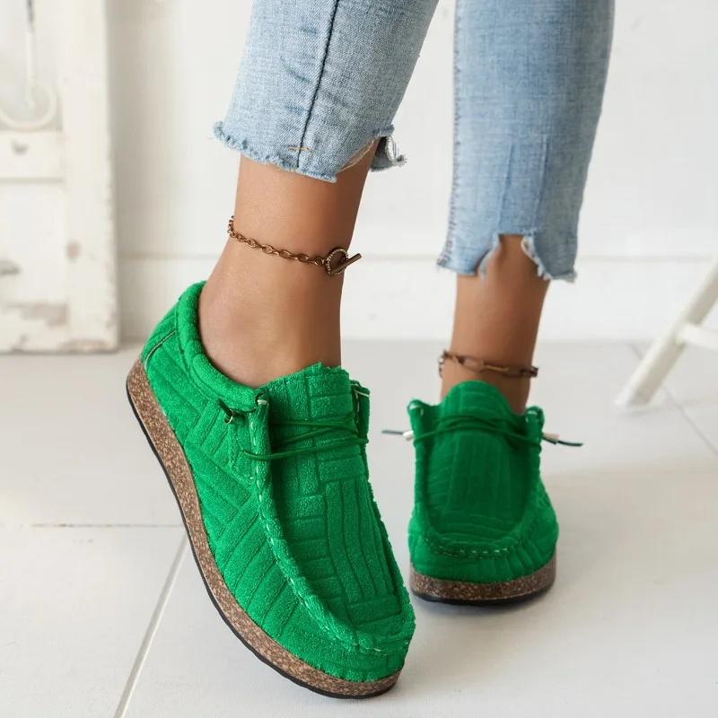 Sneakers Woman Lace-up Slip on Sneakers Pink Green Mesh Light Weight Slip-on Flat Moccasins Ladies Lace-up Stitching Shoes