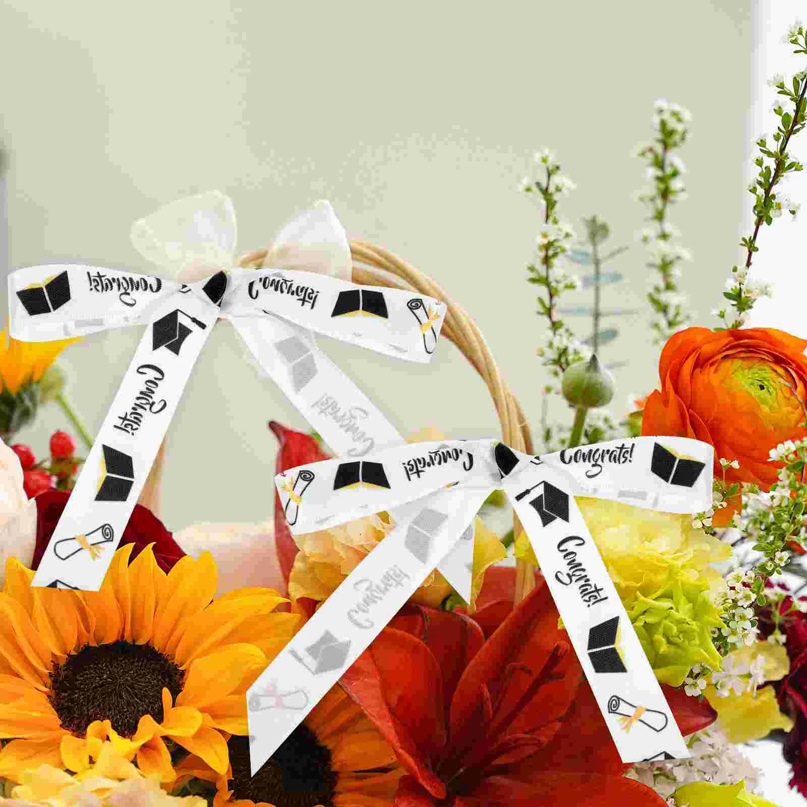 2024 Graduation Season 2cm Wide Polyester Ribbon Roll for Gift Wrapping Party Decoration Craft Projects Rich Color