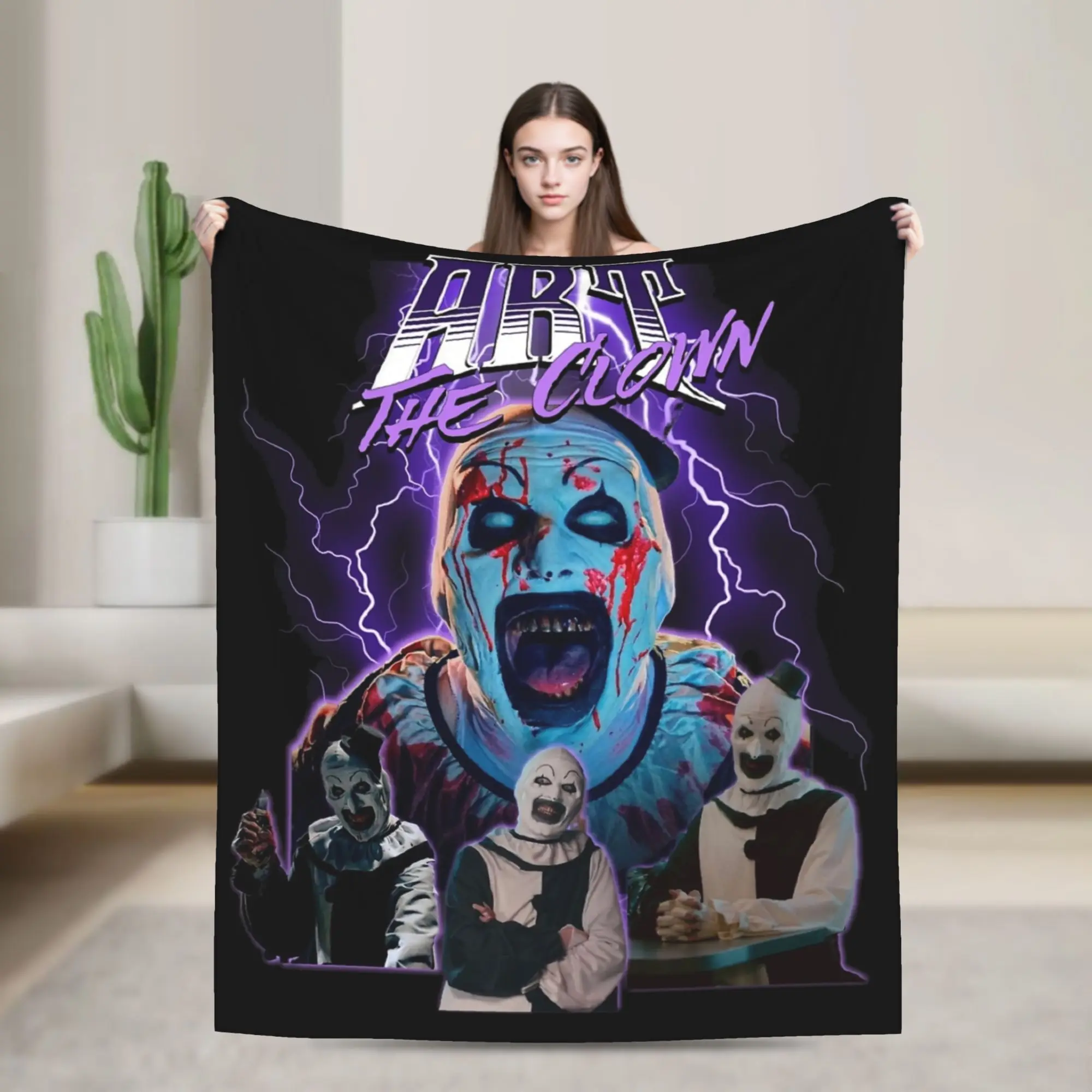 Art The Clown Bootleg Terrifier Blanket Coral Fleece Plush Autumn   Multifunction Warm Throw Blankets for Home Travel Rug Piece
