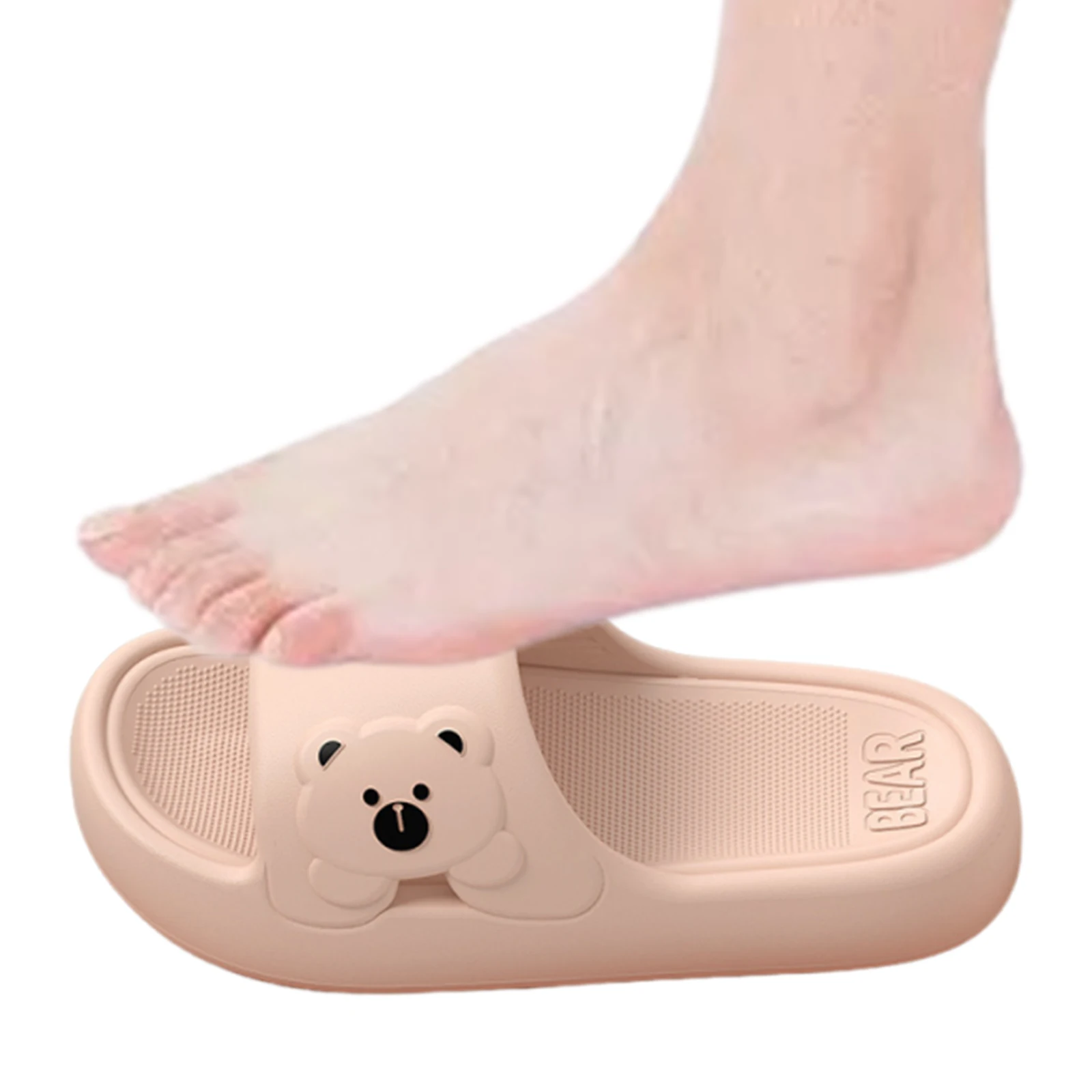 Cute Bear House Slippers Breathable Open Toe Slides Shoes Non-Slip Stylish Platform Home Shoes for Outdoor Indoor Spa Beach