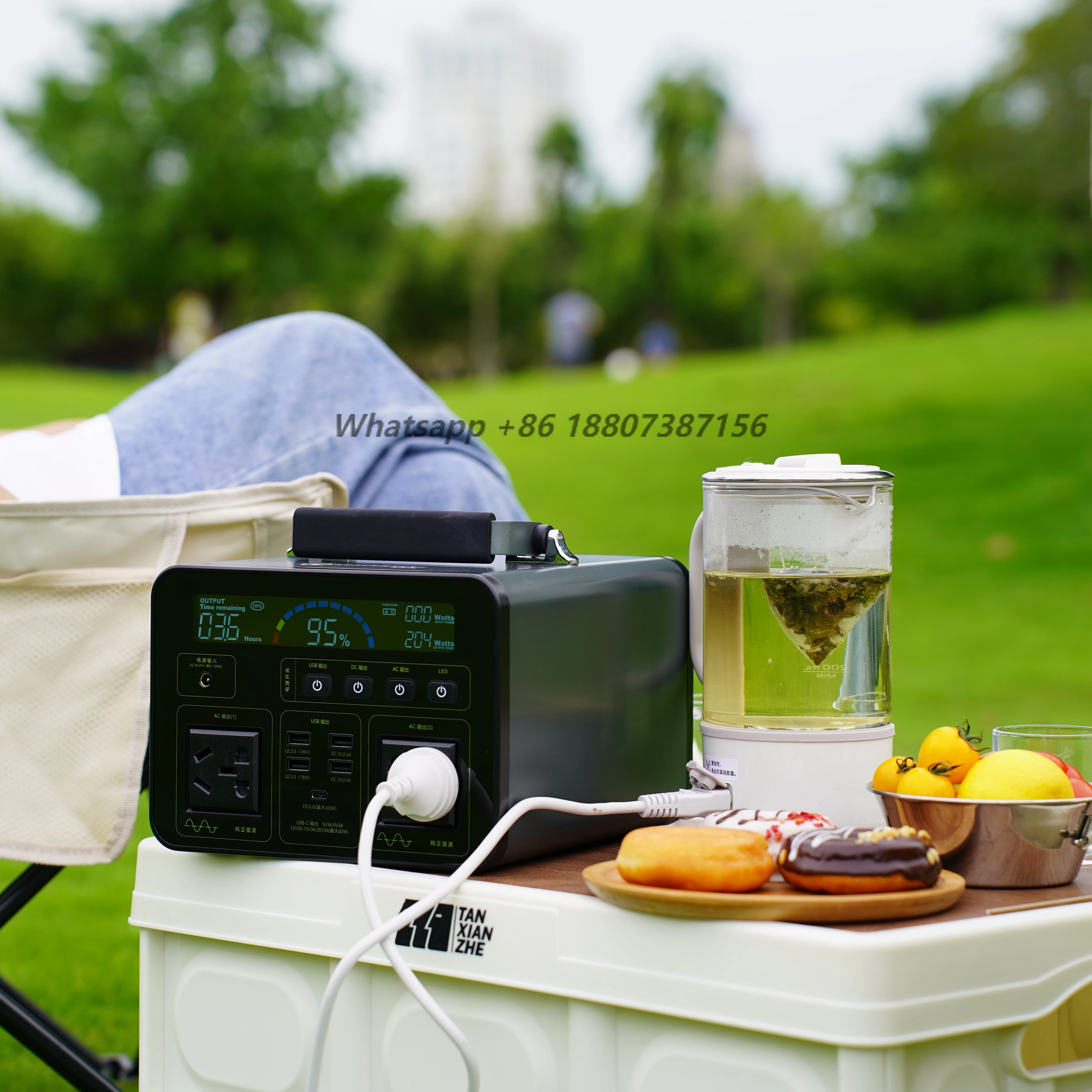 Portable 500W LiFePO4 Power Station 500Wh Pure Sine Wave Battery Backup Home Emergency AC Socket Solar Generator Camping Laptop