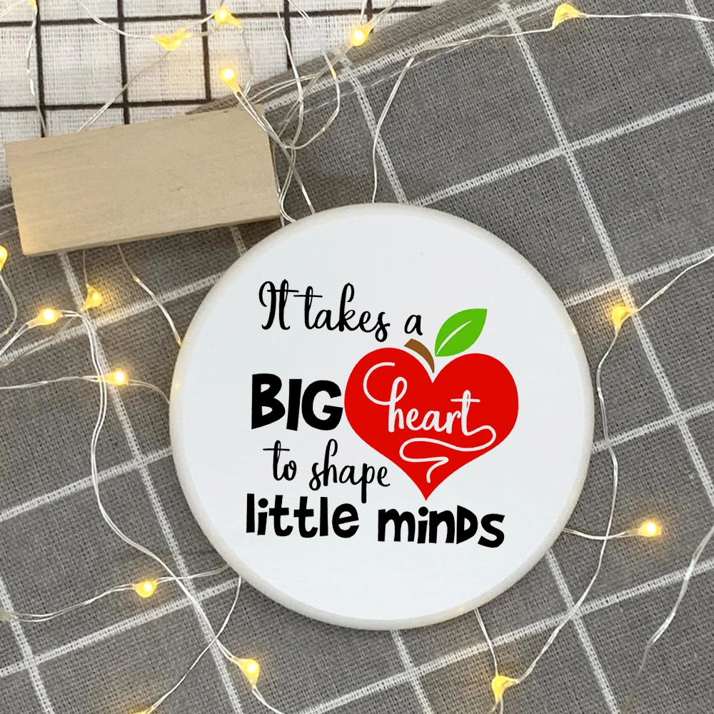 It's A Take Big Heart To Shape Little Minds Coaster Non-Slip Mat Mug Anti-Scald Dining Table Mat Drink Cup Coaster Teacher Gift