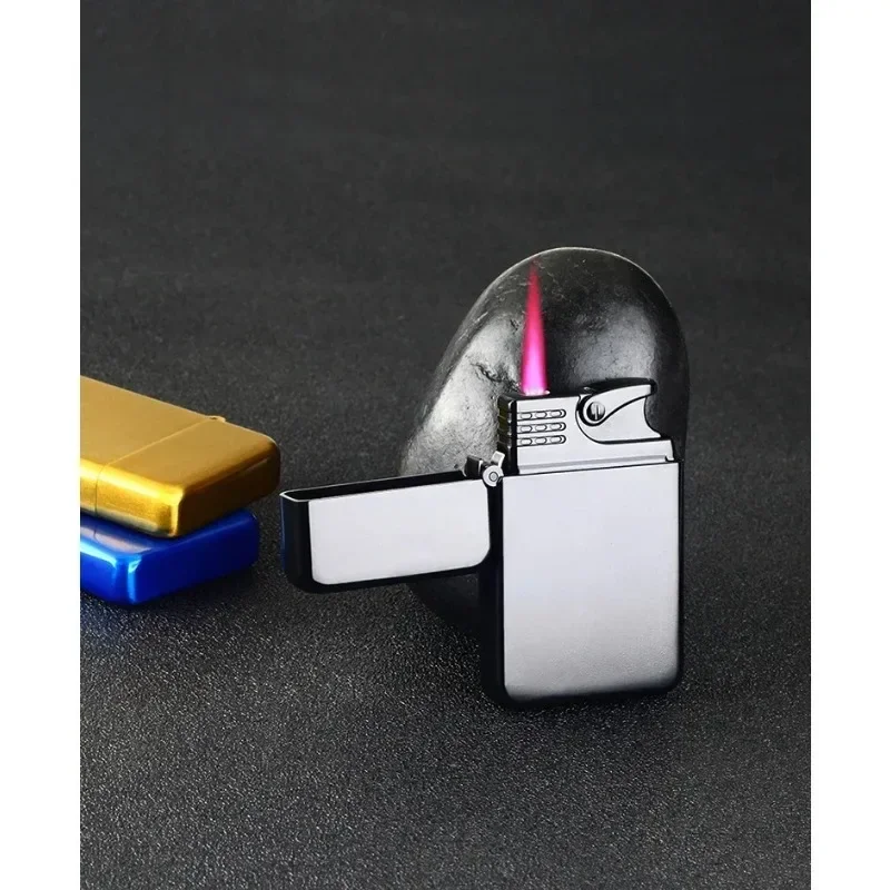 Windproof Metal Electroplating Jet Flame Torch Lighter Red Flame Direct Selling Cigar Lighter Men's Smoking Accessories