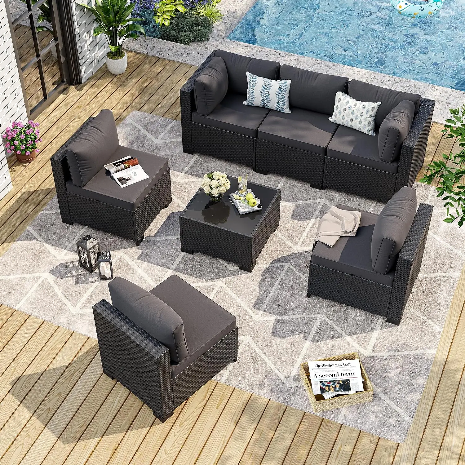 Outdoor Furniture Cushions - Set Furnitur Luar Ruangan 7-Potong, Set