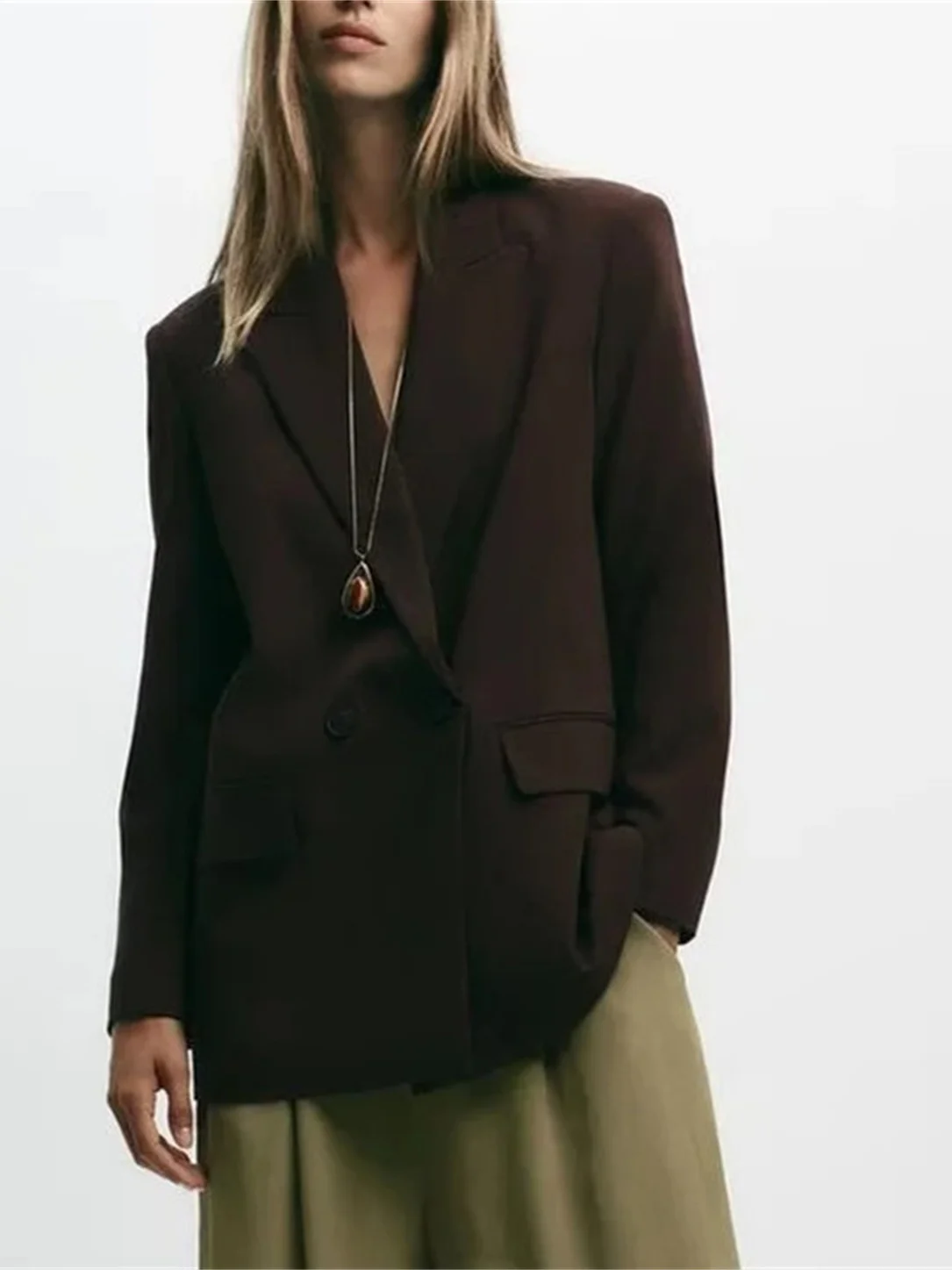 Модный свободный женский костюм Jaet, осеннее новое поступление, двубортный повседневный костюм Ele Silhouette, длинный цвет све