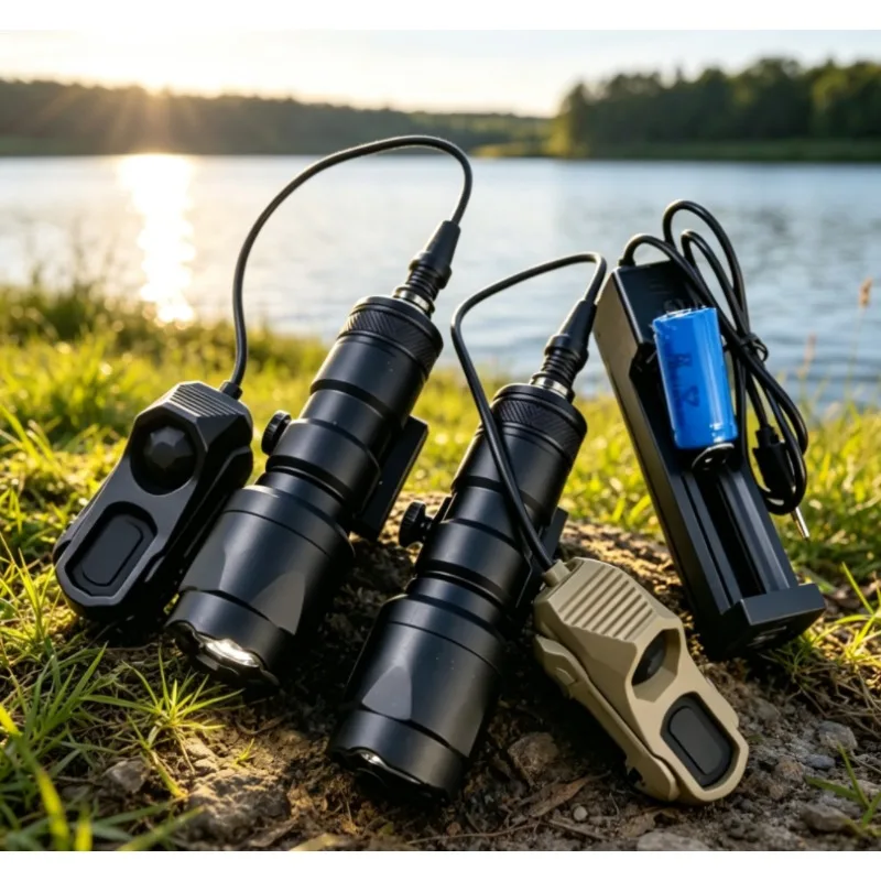 

Tactical M300 Mini Flashlight, Nylon Aluminum Helmet Mount Head Lamp, Constant On Design for Camping Hiking Outdoor Use