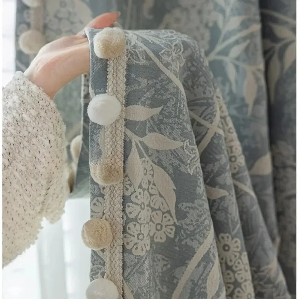 

American Modern Simplicity Chenille Jacquard Insulated Full Blackout Soundproof Drapes Curtains for Living Bedroom Dining Room