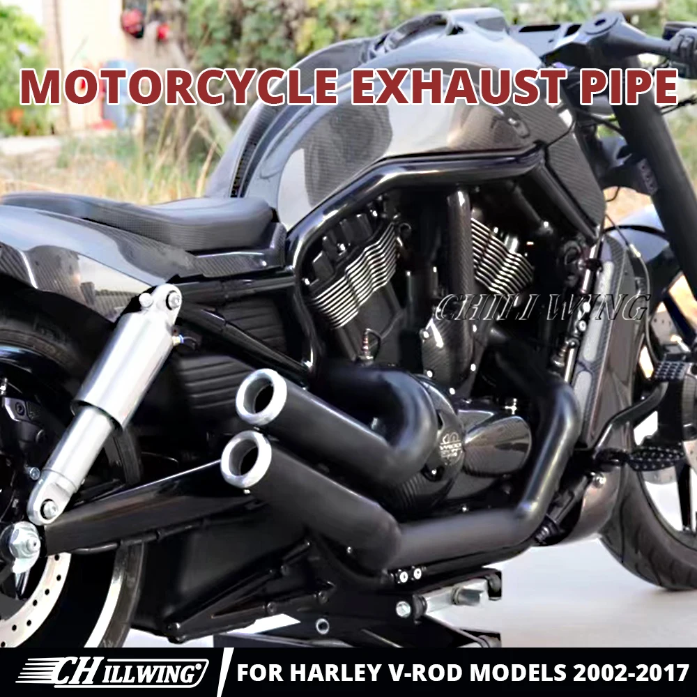For Harley V-Rod V Rod VRSC VRSCDX Night Rod Special VRSCF Muscle 2002-2017 Motorcycle Exhaust System Black Custom Exhaust Pipe