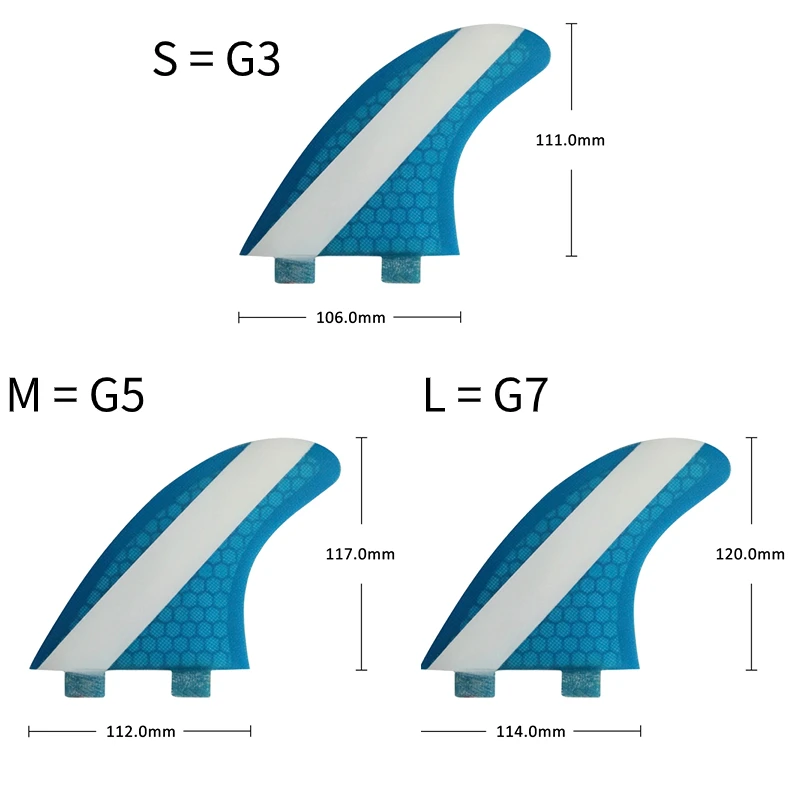 S/M Tri Fins UPSURF FCS pinne Stripe pinne per tavola da Surf fibra a nido d'ape Surf Thruster doppie linguette pinne accessori per il Surf Quillas