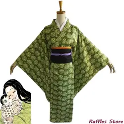 Anime Hashibira Kotoha Cosplay Costume Wig Japanese Printed Kimono Hallowen Carnival Suit