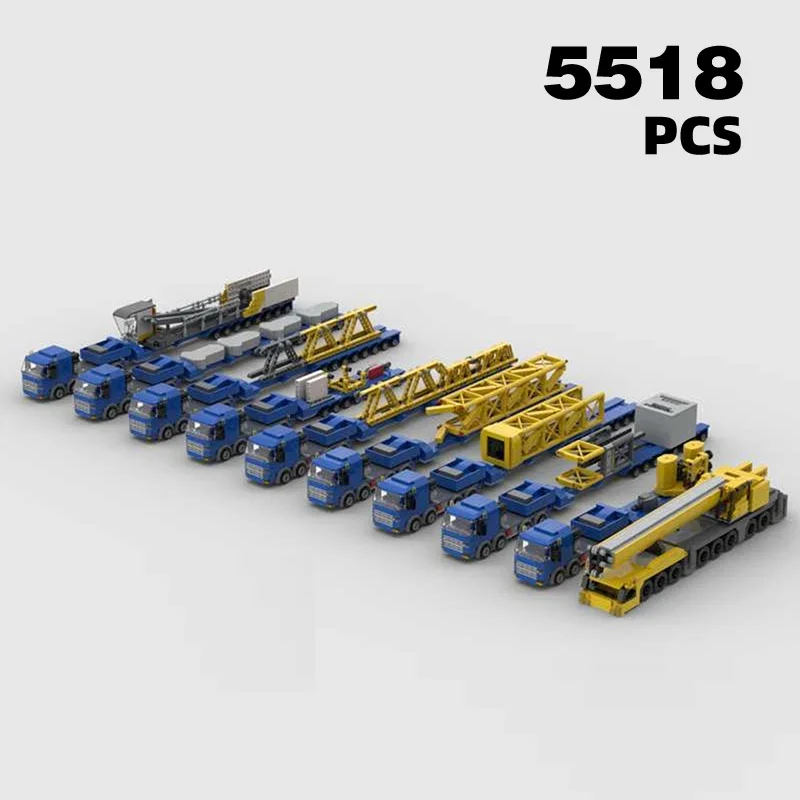

truck transporter toy turntable drawbar trailer building blocks trailer kids bricks model moc cars bricks trailer diy for kids
