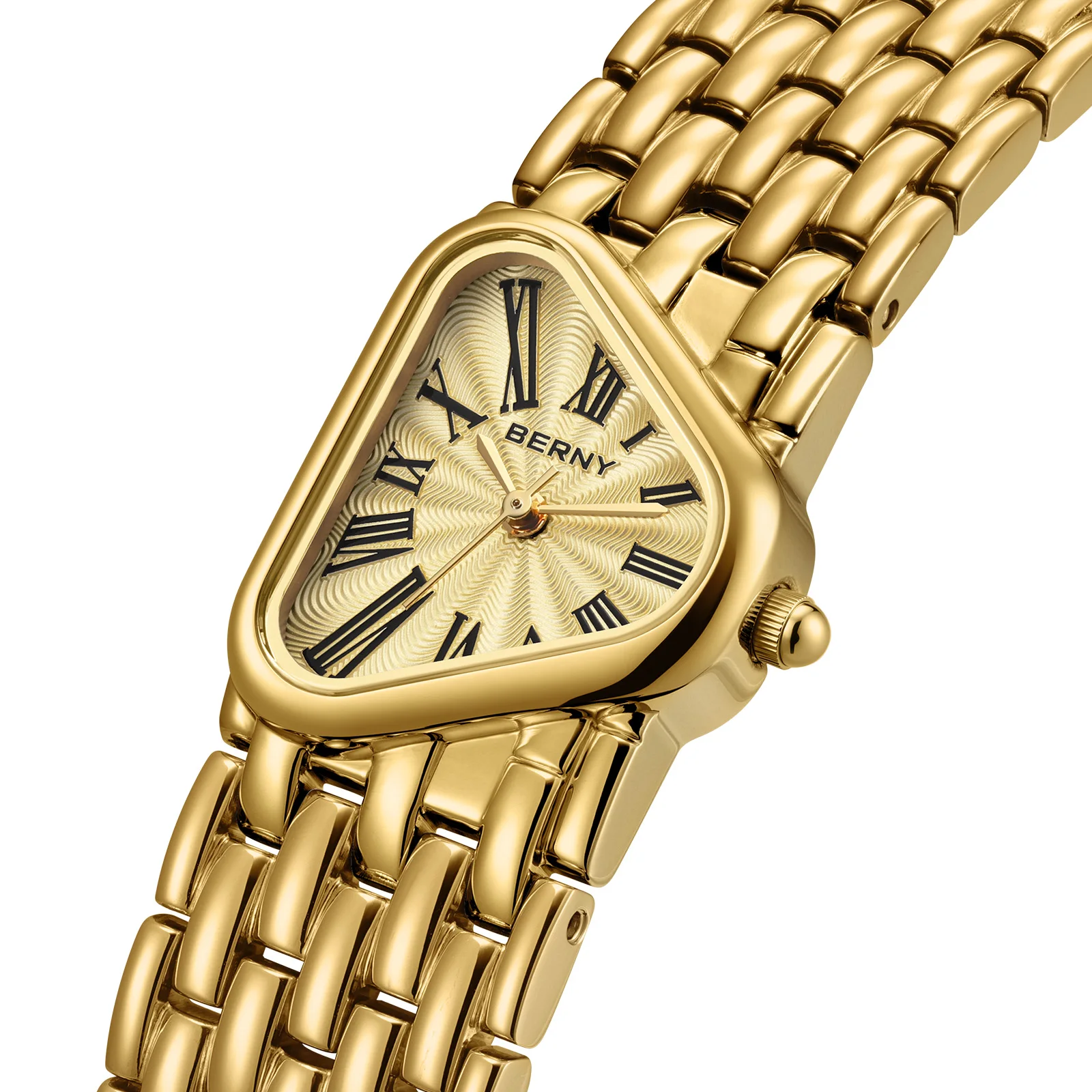 BERNY Luxury Women's Watch Elegant Triangular Dial Golden Ladies Quartz Watches Fashion Casual Dress Wristwatch Gift For Women